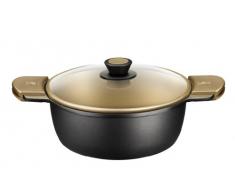 BRA Terra - Faitout Haut avec Couvercle en Verre et anses en Silicone, 28 cm, Aluminium fondu avec antiadhésif Teflon Select