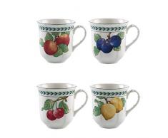 Villeroy & Boch French Garden Modern Fruits Mug Jumbo, Lot de 4, 480 ml, Porcelaine Premium, Blanc/Multicolore