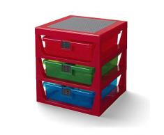 Room Copenhagen 40950001 Lego Étagère de Rangement 3 tiroirs Rouge Taille Unique, Red