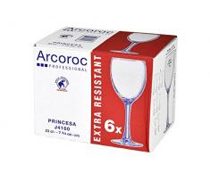 Arcoroc Princesa Verre de vin 230ml, sans repère de remplissage, 6 Verres