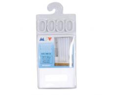 MSV 140482 Rideau de Douche Polyester + Plastique + MÃ©tal Blanc 240 x 200 x 0,1 cm - 12 anneaux inclus