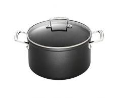 Le Creuset, Faitout en Aluminium Forgé avec Couvercle en Verre, à 24 cm, Sans PFOA, Compatible avec Toutes Sources de Chaleur (y Compris Induction), Anthracite/Argenté