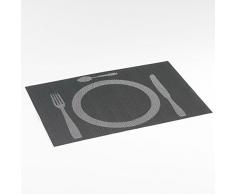 décorline set de table 30x45cm pvc dejeuner noir/blanc