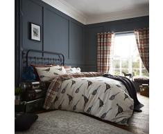 Catherine Lansfield Heritage Country Birds Parure Housse de Couette, 100% Coton, Beige, Simple, 160Â x 200Â x 1Â cm