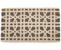 Entryways Paillasson Ã Motifs en Forme dâAnneaux fabriquÃ© en Coir Fibres de Coco tissÃ© Ã la Main, Gris/Blanc