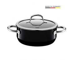 Silit 2101297116 Faitout Bas avec Couvercle, Ãmail, Noir, 20 cm