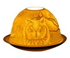 Him DL0046 Hibou (Owls) -photophore en Porcelaine, Blanc CassÃ©, 12x12x8 cm