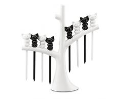 Koziol Miaou Hors-d oeuvre fourchettes avec Arbre, Plastique, Blanc/Noir, 4 x 17 x 19.2 cm