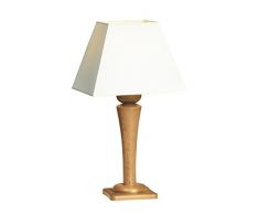 KWO Olbernhau 80035 Lampe de Table Pied en chêne huilé 60 cm, Hauteur de labat-Jour: Blanc
