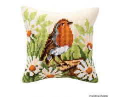 Kit coussin au point de croix Rouge-gorge