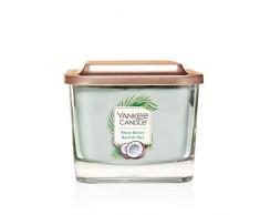 Yankee Candle Elevation Collection avec Couvercle de Plate-forme Bougie Carrée Moyenne à 3 Mèches, Shore Breeze