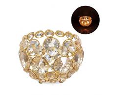 Relaxdays 10027679 Photophore en Cristal Bougie Chauffe-Plat, Bougeoir Arrondi, Support dÃ©coratif Forme de Boule, 11,5 cm â , dorÃ©, Fer, Verre, Or, One size