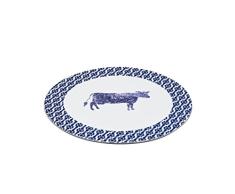 Kitchen Craft Master Class ArtesÃ£ Grande Porcelaine Vache Plateau Ã Fromage, 30Â cm (30,5Â cm)Â âÂ Bord Bleu