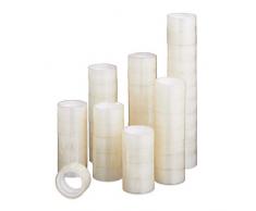 Relaxdays Ruban adhésif 18 mm x 8 m, Forte adhérence, Fines Bandes adhésives pour emballer, matériel de Bureau, 48 Rouleaux, Transparent, BOPP, H x D : env. 18 x 38 mm