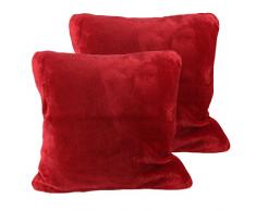 Amago 40132-37-A2 Taie doreiller, Sensation Cachemire, Rouge, 50 x 50 cm, Lot de 2