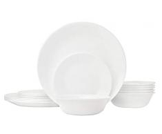 CORELLE Service de Vaisselle pour 6 Personnes 18 pièces en Verre Vitrelle Blanc