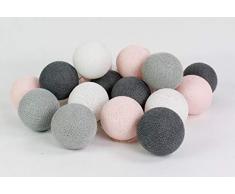 Cotton Ball Lights Guirlande lumineuse 10 LED en coton Blanc/rose clair