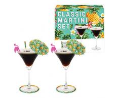 Vintage de Cuisine Company Martini Verres à Cocktail Coffret Cadeau, Transparent, Lot de 2