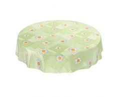 ANRO Nappe cirée en Toile cirée Motif Camomille Vert Ronde 140 cm