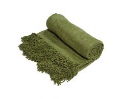 Thedecofactory 127192 Plaid, Viscose, Vert Mousse, 125 x 150 x 3 cm