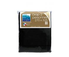 Nuit des Vosges 2106435 Cotoval Drap de Lit Uni Coton Noir 270 x 325 cm
