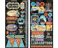 Graphic 45 Lifes a Journey Stickers Autocollants, Multicolore, Taille M, Set de 2 PiÃ¨ces