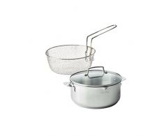 CYRIL LIGNAC 136-010 - Set qui comprend :1 Faitout + 1 Couvercle + Panier Ã Friture - En Inox - 24 cm x 1 + 22cm x 8 cm - Compatible tous Feux dont Induction