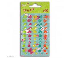 Toga AF76 Un Dimanche Ã la Campagne 60 Mini Stickers Epoxy Plastique Multicolore 7.5 x 14 x 0.2 cm