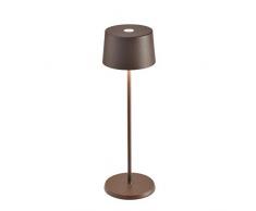Zafferano Olivia Lampe de Table LED à intensité Variable, Protection IP65, Utilisation intérieure/extérieure, Chargeur Micro USB, H35,5 cm, Prise UE-Corten