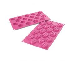 Silikomart 26.143.19.0069 SF143 Moule pour Gaufre Forme Ronde Taille Mini Silicone Fuchsia