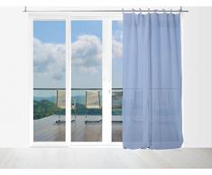 Soleil docre Panama Voilage en Coton avec NOUETTES 140x240 cm Panama Coton Bleu