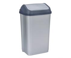 OKT 2053708 Poubelle Swing-Bin 50 l en Argent/Anthracite, Plastique