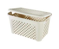 Tontarelli Panier de Linge avec Couvercle Arianna Lt 48Â Beige Lavable Ã leau Plastique Recyclable Rectangulaire