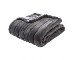 HomeMaison Plaid à Rayures, Polyester, Anthracite, 160x120 cm