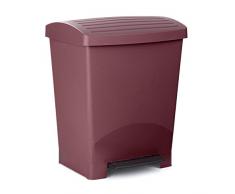 TATAY 1101702 Optimist Poubelle à Pédale 25 L Plastique Aubergine 33,5 x 29 x 39 cm