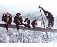 1art1 Singes Poster - DÃ©jeuner De Chimpanzes Au-Dessus D Un Gratte-Ciel (91 x 61 cm)