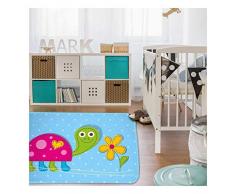 HOK- Tapis Ultra Doux Tortue Bleu - Polyester - 130 X 180 cm - Tapis Chambre Enfant - Made in Europe