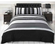 Rapport Housse de Couette Ã Courtepointe Grise Ã Rayures Grises et Ensemble de 2 Taies doreiller pour Adultes, Coton et Polyester, King Size