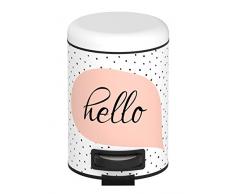 WENKO 22735100 Poubelle à pédale Hello 3 Litres Acier 17 x 25 x 22,5 cm