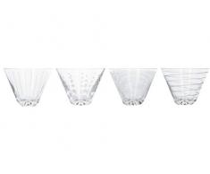 Mikasa C000214 Lot de 4 gravures décoratives en verre cristal effet argent Motif Martini