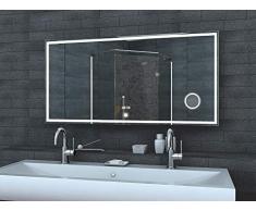 Lux-aqua Salle de Bains Miroir Miroir Mural Miroir Lumineux Horloge Miroir LED Interrupteur Tactile 120 x 60 cm â lmc1260 a