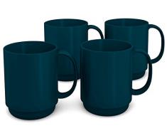 Ornamin Lot de 4 Tasses 300 ml Pétrole (Modèle 510) / tasse à thé, gobelet réutilisable, tasse à café