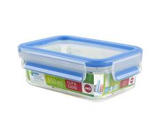Emsa 508538 Boîte alimentaire rectangulaire avec couvercle, 0,55 L, Transparent/bleu, Clip & Close