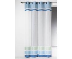 Home Maison HM6993299 Voilage à Parements Haut/Bas Rayés Etamine Polyester Bleu 140 x 240 cm
