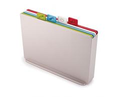 Joseph Joseph - Index - Ensemble de 4 Grandes Planches Ã DÃ©couper Plastique Anti Contamination pour Usage DiffÃ©renciÃ© (viande, poisson, aliments cuits) - Avec Etui de rangement- Anthracite