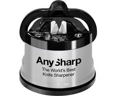 AnySharp Aiguiseur de Couteaux avec Ventouse Argent