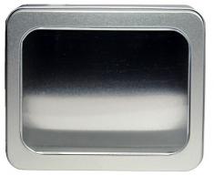 mikken Boîte de Conservation avec fenêtre, Biscuits Boîte Boîte de Rangement en métal, Couleur Argent, 14,2 x 11.7 x 5.7 cm