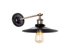 Firstlight Ashby Applique murale, mÃ©tal, E27, 40Â W, Noir avec Laiton antique