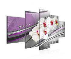 Tableau decoration murale Fleurs dorchidée 200 x 100 cm - XXL Impression sur Toile Salon Appartment 5 Parties - prêt à accrocher - 205151a