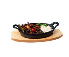 Zodiac Poêle ronde avec dessous de plat en bois, Fonte, Noir